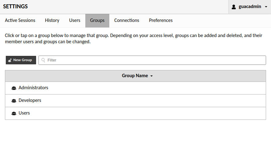 User group management interface